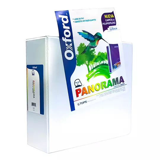 Carpeta panorámica Oxford carta blanca herraje de 4 pulgadas "D"