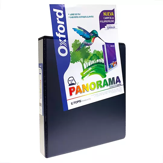 Carpeta panorámica Oxford carta negra herraje de 1 1/2 pulgadas "D"