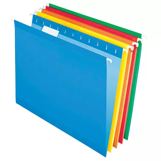 Folder colgante Pendaflex carta colores surtidos caja con 25 pzas