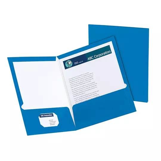 Folder showfolio laminado Oxford carta color azul caja con 25 pzas