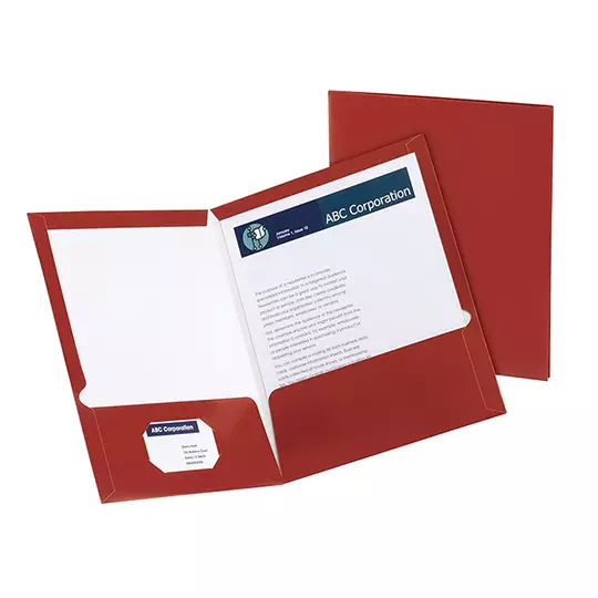 Folder showfolio laminado Oxford carta color carmesí caja con 25 pzas