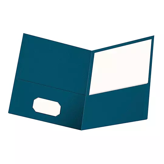 Folder con doble solapa Oxford carta color azul caja con 25 pzas