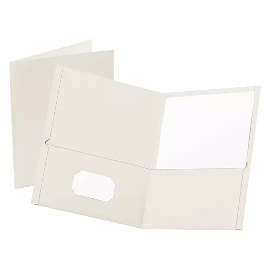 Folder con doble solapa Oxford carta color blanco caja con 25 pzas