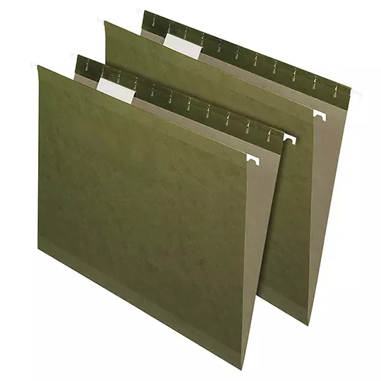 Folder colgante Oxford carta color verdecaja con 25 pzas