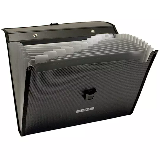 Archivo expandible Oxford carta color negro con cierre de broche