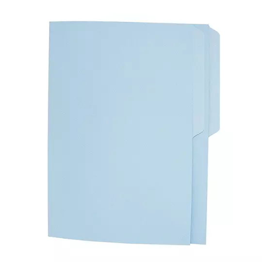 Folder manila Oxford carta color azul ceja 1/2 caja con 100 pzas