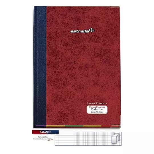 LIBRO FLORETE FORMA FRANCESA BALANCE1 PIEZA 96 HOJAS