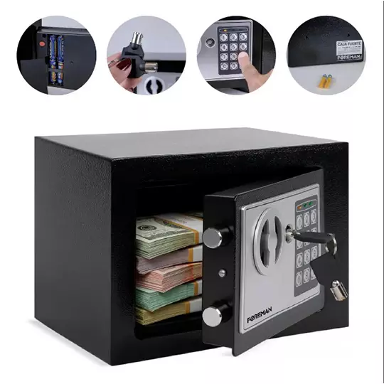 Caja Fuerte FOREMAN Acceso Digital Alta Seguridad Con Llave Negro 23X17X17 CM
