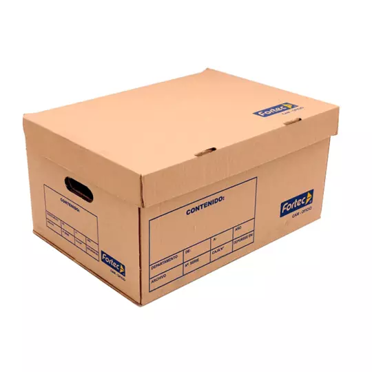 Caja de archivo de cartón Fortec oficio con tapa incluida
