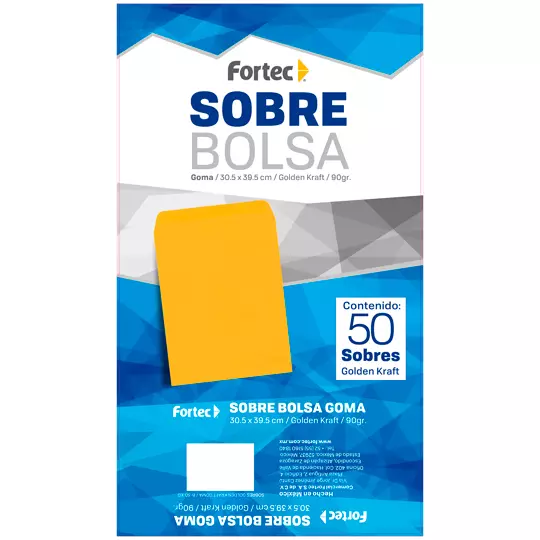 Sobre kraft engomado Fortec legal caja con 50 piezas