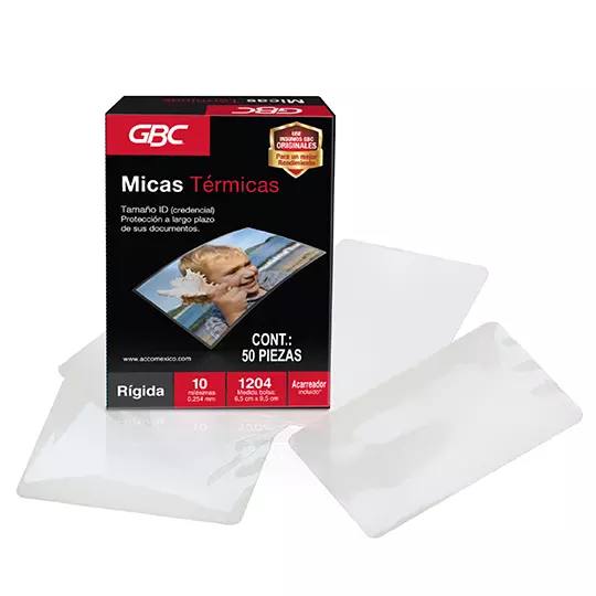 Mica térmica GBC 6.5x9.5cm espesor de 10milésimas forma rígida