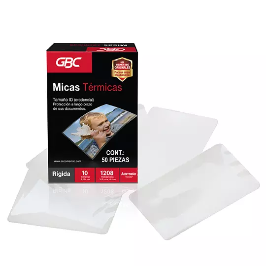 Mica térmica GBC 10x14.5cm espesor de 10milésimas forma rígida