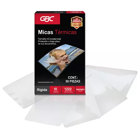 Mica térmica GBC 12x19.5cm espesor de 10milésimas forma rígida
