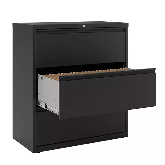 Archivero metálico horizontal HIRSH 14986 3 gavetas color negro