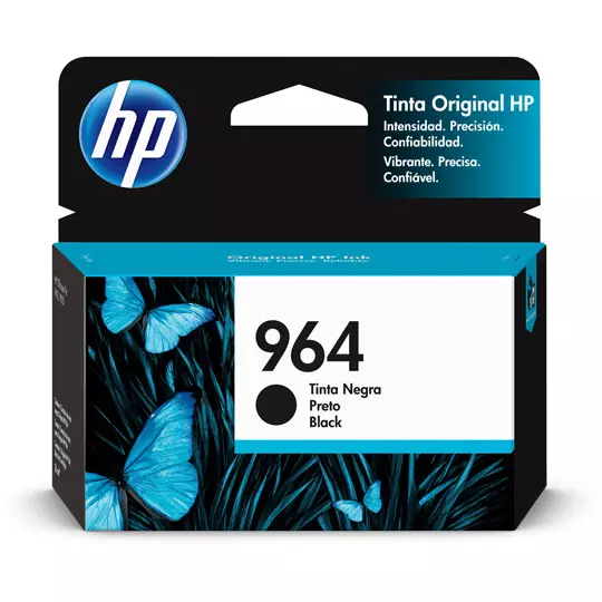 HP 964 black original ink cartridge.