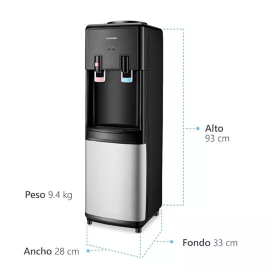 Dispensador de agua fria y caliente COOLWATER , color negro con plateado