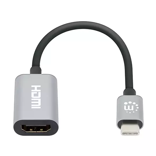Hub Manhattan USB-C Macho 1x HDMI 5 Gbit/s Gris