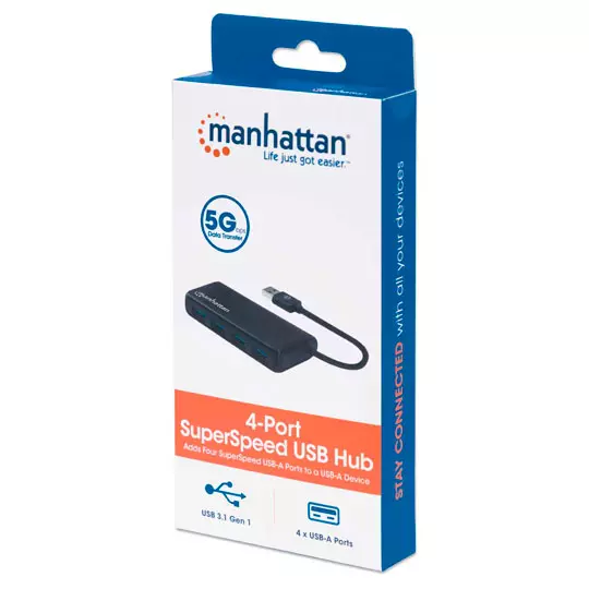 Hub Manhattan USB 3.2 gen 1 de 4 puertosUSB-a