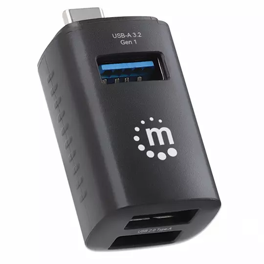 Hub Manhattan USB-C Macho 1x USB-A 3.0 2x USB-A 2.0 5 Gbit/s Negro