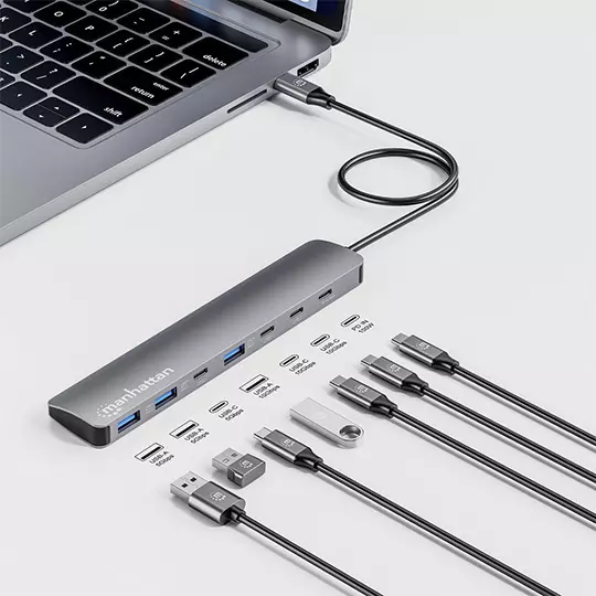 Hub USBC V3.2, 3 ptos A  3 ptos C  PD,.