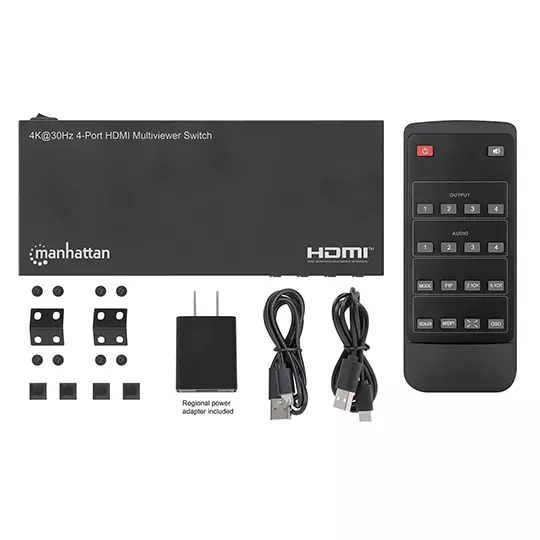 Switch multiviewer HDMI de 4 puertos 4K.