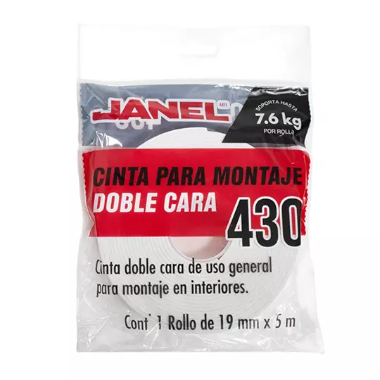 Cinta de montaje para interiores Janel 19 mm x 5 m, 1 pieza