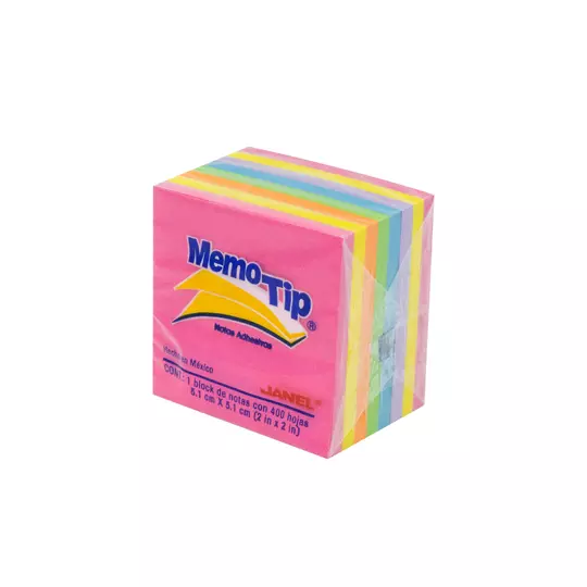 Notas Adhesivas Mini Memo Tip neon 2x2 pulg 1 cubo con 400 hojas