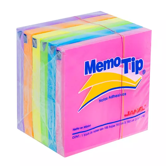 Notas Adhesivas Memo Tip neon 3x3 pulg 6blocks con 100 hojas cada uno