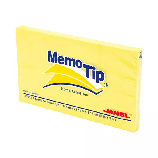 Notas Adhesivas Memo Tip amarillo 3x5 pulg  de 7.62cm x 12.7cm 1 block  con 100