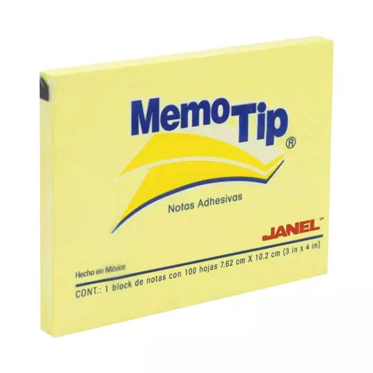 Notas Adhesivas Memo Tip amarillo 3x4 pulg 1 blocj con 100 hojas