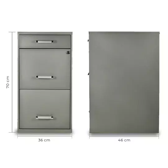 Archivero metálico MUNDO IN tamaño carta 2 gavetas + 1 cajón color gris