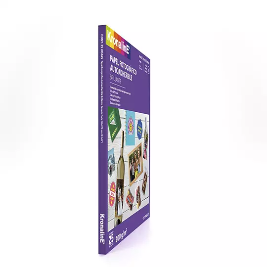 Papel fotografico autoadherible Kronaline, tamaño carta paquete con 25 hojas