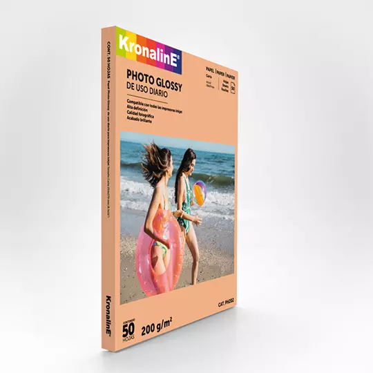 Papel fotografico Kronaline photo glossy tamaño carta paquete con 50 hojas