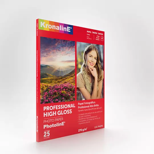 LM-Papel fotografico Kronaline high glossy tamaño carta paquete con 25 hojas