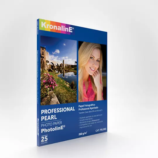 Papel fotografico Kronaline professional pearl tamaño carta paquete con 25 ho