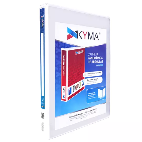 CARPETA PANORÁMICA KYMA OFICIO BLANCA HERRAJE EN "O" DE 1/2 PULGADA