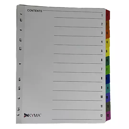Separador de Papel KYMA con ceja de color con 12 Cejas.