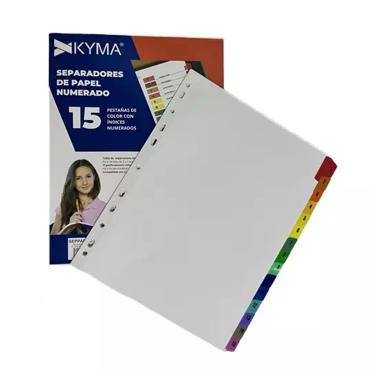 Separador de Papel KYMA con ceja de color con 15 Cejas.