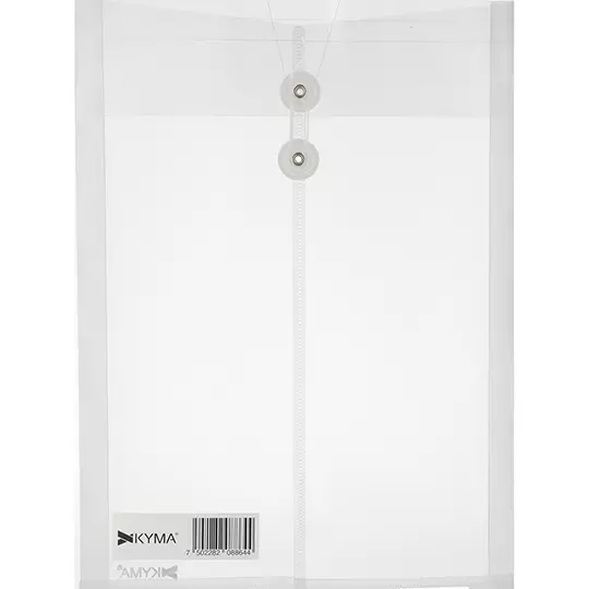 Sobre Plastico KYMA Blanco Vertical con Hilo Oficio Bolsa con 12 piezas