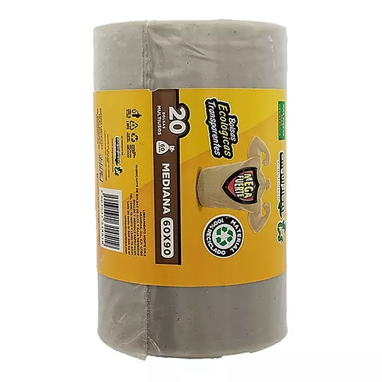 Bolsa mediana ANGUIPLAST transparente, rollo 20 bolsas Medida 60x90 cm