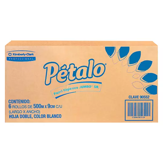 Papel Higiénico blanco Petalo, caja c/ 6bobinas 500m jumbo mod 90552