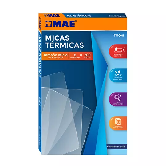 Mica Térmica marca MAE tamaño oficio 8 milésimas