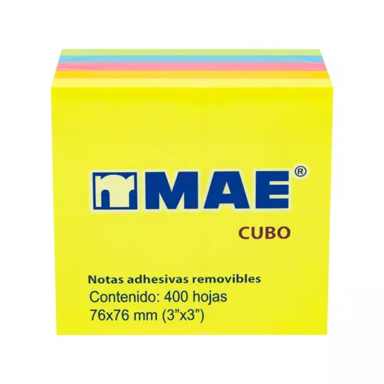 Block de notas adhesivas colores neon 3x3 mae