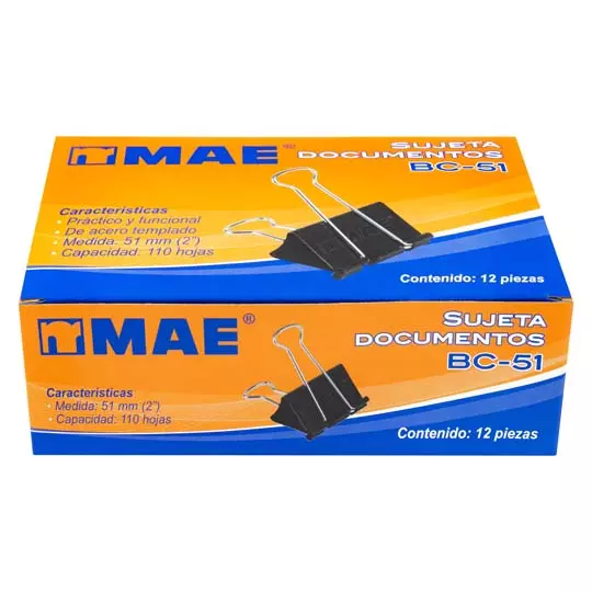 Sujetadocumentos mae de 51 mm 12 piezas.
