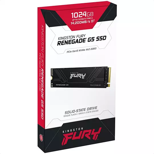 Unidad de estado solido Kingston fury renegade G5 1TB M.2 2280 NVME PCIE