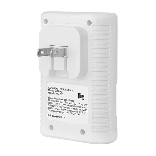 Cargador de pilas MITZU de clavija para pilas AA,AAA y 9v, 700 mAh, incl. 4pilas