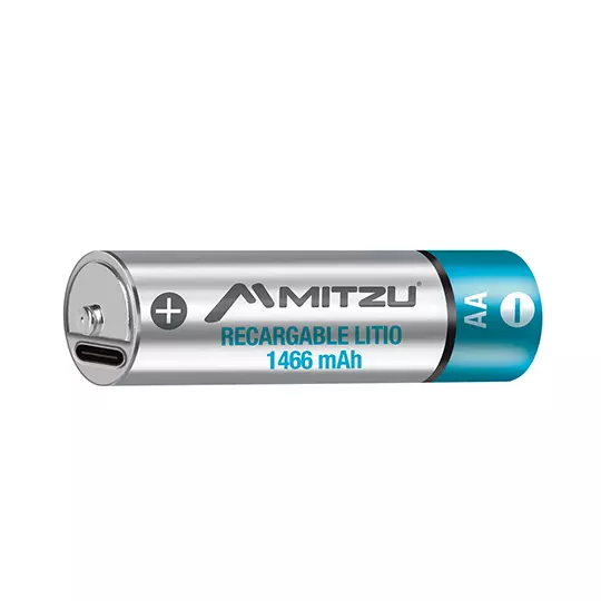 Pila recargable de litio MITZU Lithiumax AA 1.5 Vcc de 390mAh,paquete con 4pilas