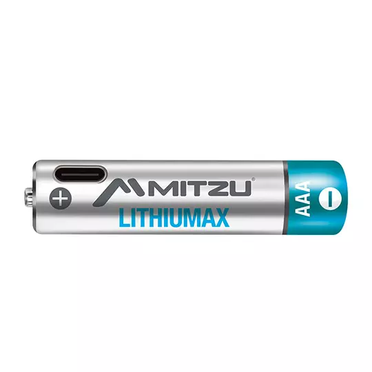 Pila recargable, litio MITZU Lithiumax AAA 1.5 Vcc de 390mAh,paquete con 4 pilas