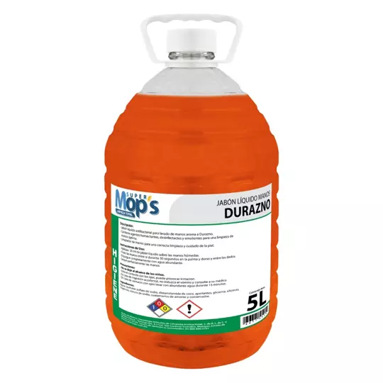 Jabon para manos antibacterial Super mops aroma durazno 5 Lt. 3