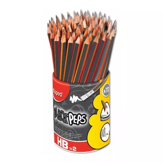 Lápiz de grafito black peps Maped con 72 piezas  Lápiz HB no. 2 forma triangular